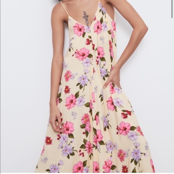 Zara FLORAL PRINT DRESS TRF-Vanilla - Picture 3 of 13